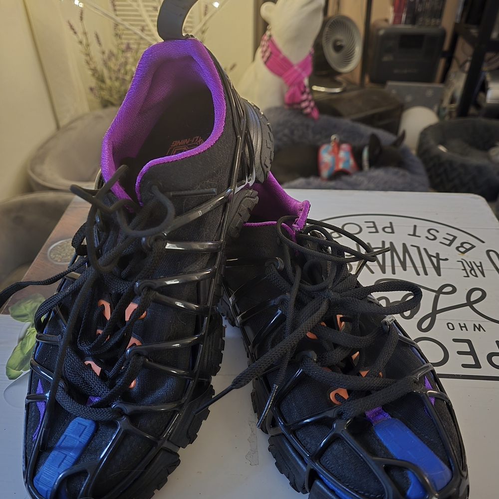 Dynamic Black and Purple Athletic Shoes